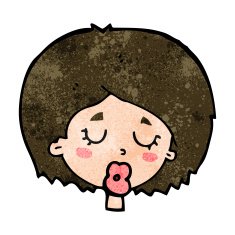 cartoon woman with eyes closed N8
