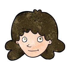 cartoon happy female face N158