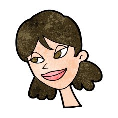 cartoon happy female face N159