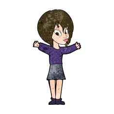 cartoon woman with open arms N86