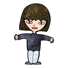 cartoon woman with open arms N87