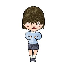 cartoon woman making Who Me? gesture N38