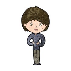 cartoon woman making Who Me? gesture N39