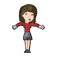 cartoon woman shrugging shoulders N416