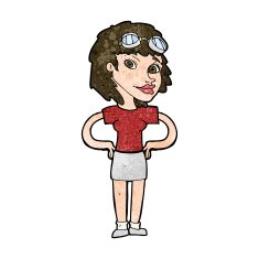 cartoon retro pilot woman N9