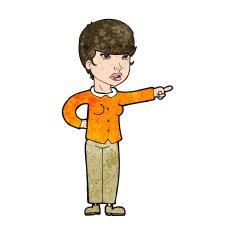 cartoon woman pointing finger of blame N9