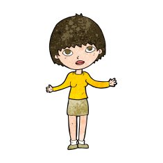cartoon woman shrugging N50
