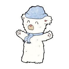 cartooon cute polar bear in hat and scarf N3