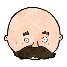 cartoon bald man with mustache N17