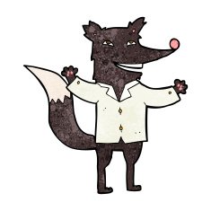 cartoon happy wolf wearing shirt N5