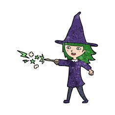 cartoon witch girl casting spell N19