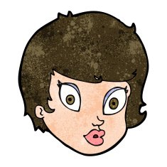 cartoon surprised female face N56