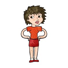 cartoon woman with hands on hips N189
