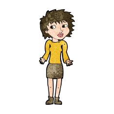 cartoon woman shrugging shoulders N419
