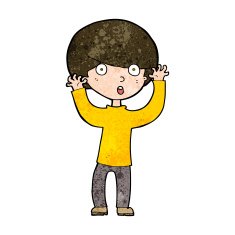 cartoon startled boy N31