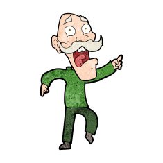 cartoon frightened old man N34