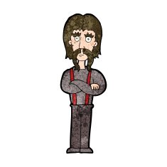 cartoon long mustache man with folded arms N9