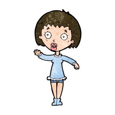 cartoon waving woman N117