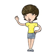 Cartoon Woman Waving N297