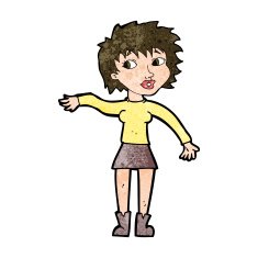 cartoon friendly woman waving N44