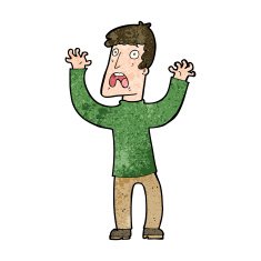 cartoon frightened man N91