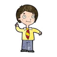 cartoon school boy answering question N43