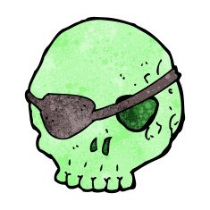 cartoon skull with eye patch N8