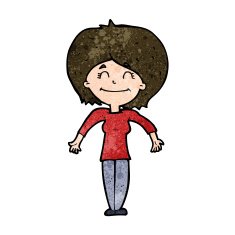 cartoon woman shrugging shoulders N420