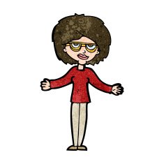 cartoon woman wearing spectacles N38