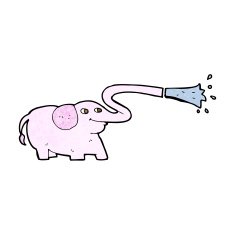 cartoon elephant squirting water N16