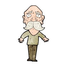 cartoon sad old man N16