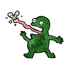 cartoon frog catching fly N11