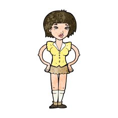 cartoon woman with hands on hips N190