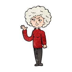 cartoon annoyed old woman waving N8