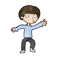 cartoon boy waving warning N9