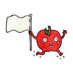 cartoon funny apple with flag N9