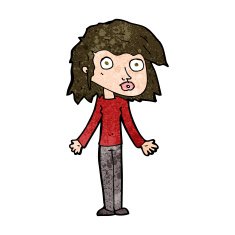 cartoon girl shrugging shoulders N27