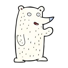 cartoon waving polar bear N31