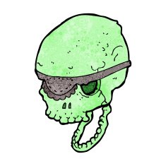 cartoon spooky skull with eye patch N9