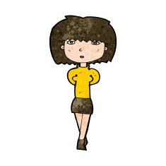 cartoon shy woman N43