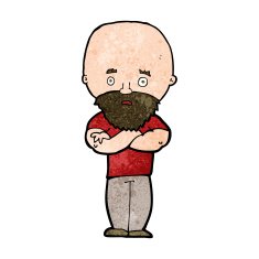 cartoon shocked bald man with beard N9