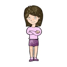 cartoon friendly girl rolling eyes N9