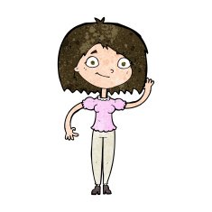 Cartoon Woman Waving N299