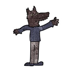 cartoon waving wolf N15
