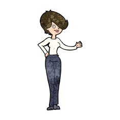 Cartoon Woman Waving N300