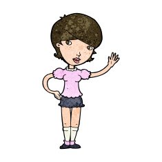 Cartoon Girl Waving N29
