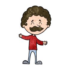 cartoon happy man with mustache N9