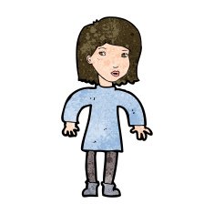 cartoon cautious woman N9