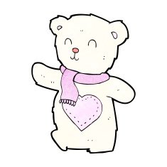 cartoon white teddy bear with love heart N7