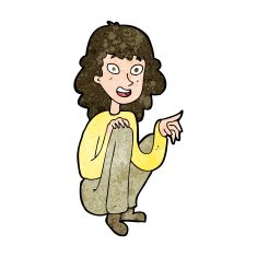 cartoon happy woman sitting and pointing N9